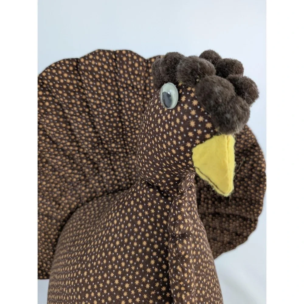 Vtg Handmade Quilted Judgy Chicken Bird Hen Turkey Weighted Doorstop Cottagecore